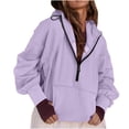 thumbnail image 2 of 2025 New Fashion Plus Size European And American Women's Solid Color Loose Long Sleeved V-neck Sweatshirt Long Sleeved V-neck Top/shirt, 2 of 9