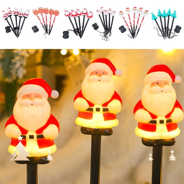 Fiudx Luces Navideñas con Enchufe de Tierra, Diseño de Papá Noel y Muñeco de Nieve, Iluminación Led de Bajo Consumo, Decoración para Patio Exterior, Iluminación Festiva, Fácil Instalación, Tamaño 29