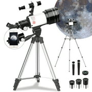 Inolait Telescope for Kids Beginners Adults, 70mm Aperture 300mm Refractor Telescopes for Astronomy (15X-150X), White