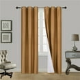 thumbnail image 1 of (#86) Hotel Quality Grommet Top, Jacquard 1 Panel Gold Solid Thermal Foam Lined Blackout Heavy Thick Window Curtain Drapes Bronze Grommets 63" Length, 1 of 2