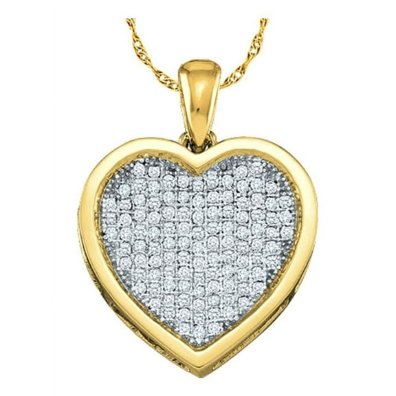 10K Yellow Gold Diamond Fine Small Lovely Sparkling Heart Necklace Pendant 1/20 Ctw.