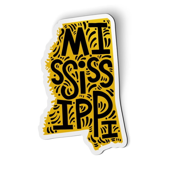 Mississippi Shape Cute Letters Native Local - 5.5" Magnet for Car Locker Refrigerator