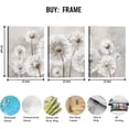 thumbnail image 2 of Dandelion Wall Art Grey White Flower Canvas Print Flora Picture for Living Room Botanical Abstract Painting for Modern Home Decor Bedroom Decoration 12"x16"x3 Framed, 2 of 6