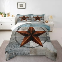 Manfei Vintage Texas Star 3 Pieces Queen Comforter Set for Kids Children Teens,Western Theme Ultra Soft Bedding Sets,Lodge Cabin Bedding Comforter Set Breathable,Lightweight Room Decor