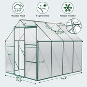 GoDecor Garden 6x8ft Hybrid Polycarbonate Greenhouse for Garden, Outdoor Green