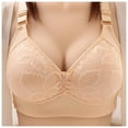 thumbnail image 1 of Fsqjgq Bras for Women Plus Size Large Bust Mother Middle Aged Elderly Underwear Comfort Wireless Bras Seamless Floral Lace Push Up Bra Bralettes Pink Size 36, 1 of 4