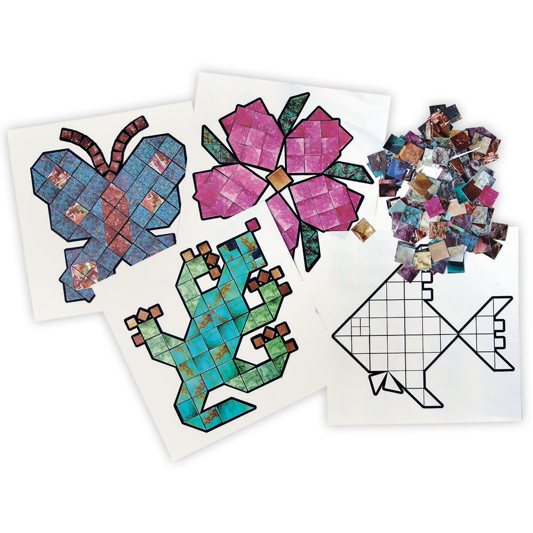 Roylco Mineral Mosaics Poster & Artwork Set - 2500 Piece Mosaic Tiles for Kids Arts & Crafts, Classroom Activities, Creative Projects - Educational STEM Art Supplies