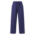 thumbnail image 6 of Women's Pants Fashion Casual Pants For Women Casual Cotton Linen Lightweight Summer Relax Fit Elastic Waist Plus Size Solid Long Trousers, 6 of 7