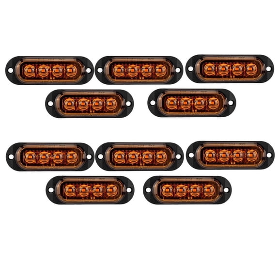 10Pcs 12V-24V 4LED Car Side Marker Lights Turn Signal Lights Side Indicator Lights Taillight for Trailers Trucks Yellow