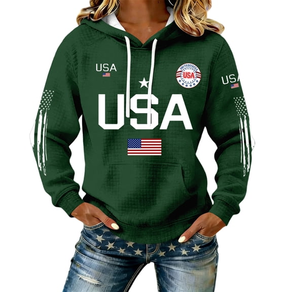 AHMOMEI 250th Anniversary USA Shirt Women America 1776-2026 250th Anniversary Waffle Hoodie 4th of July Hooded Sweatshirt Women
