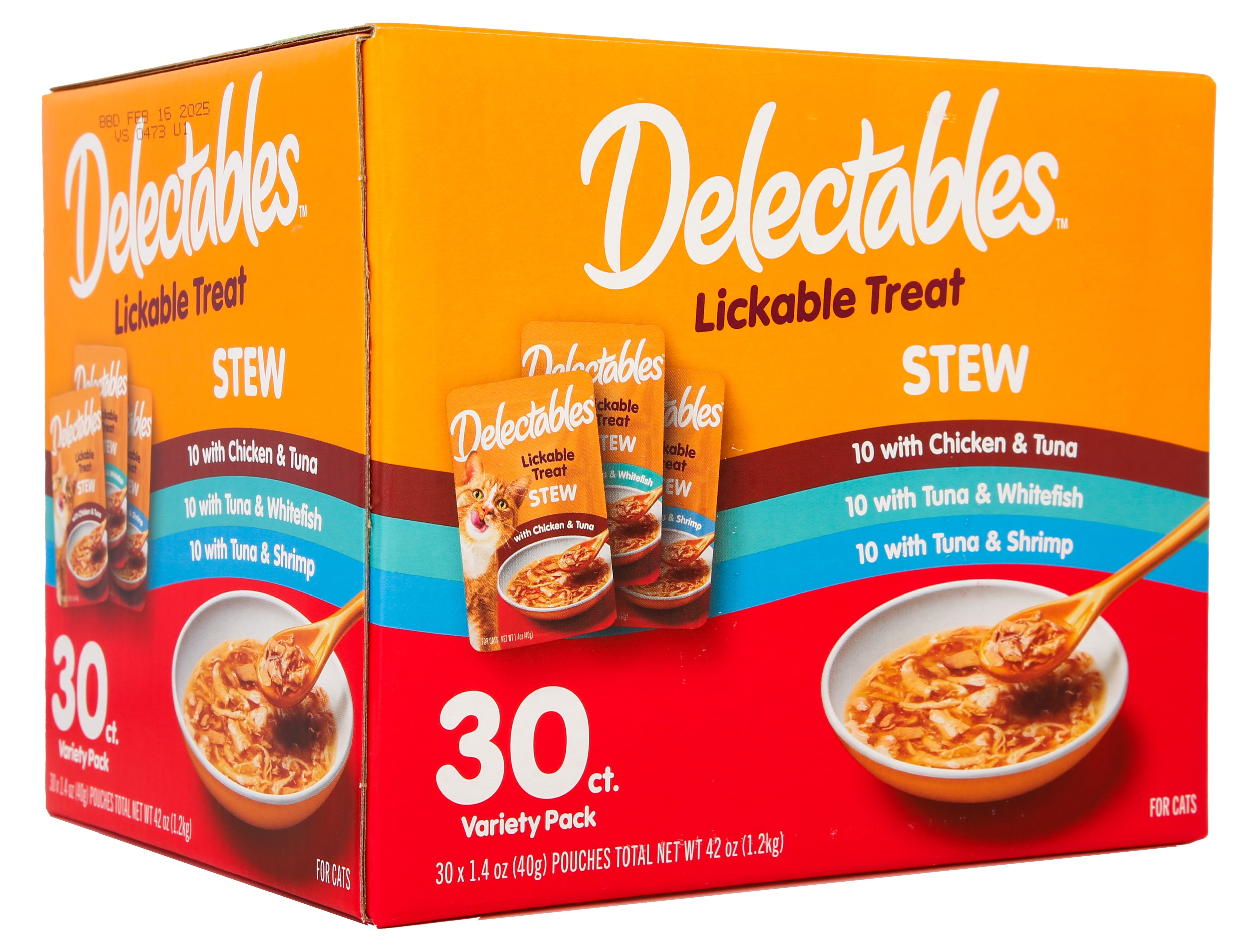 (12 pack) Hartz Delectables Stew Lickable Wet Cat Treats Variety Pack, 30 Count