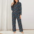 thumbnail image 2 of Hirioo Spaceships And Stars In Outer Space for Women's Pajama Sets 2 Piece Pjs Women's Long-Sleeved Pajama Set Button Down Sleepwear,S-XXL-Large, 2 of 7