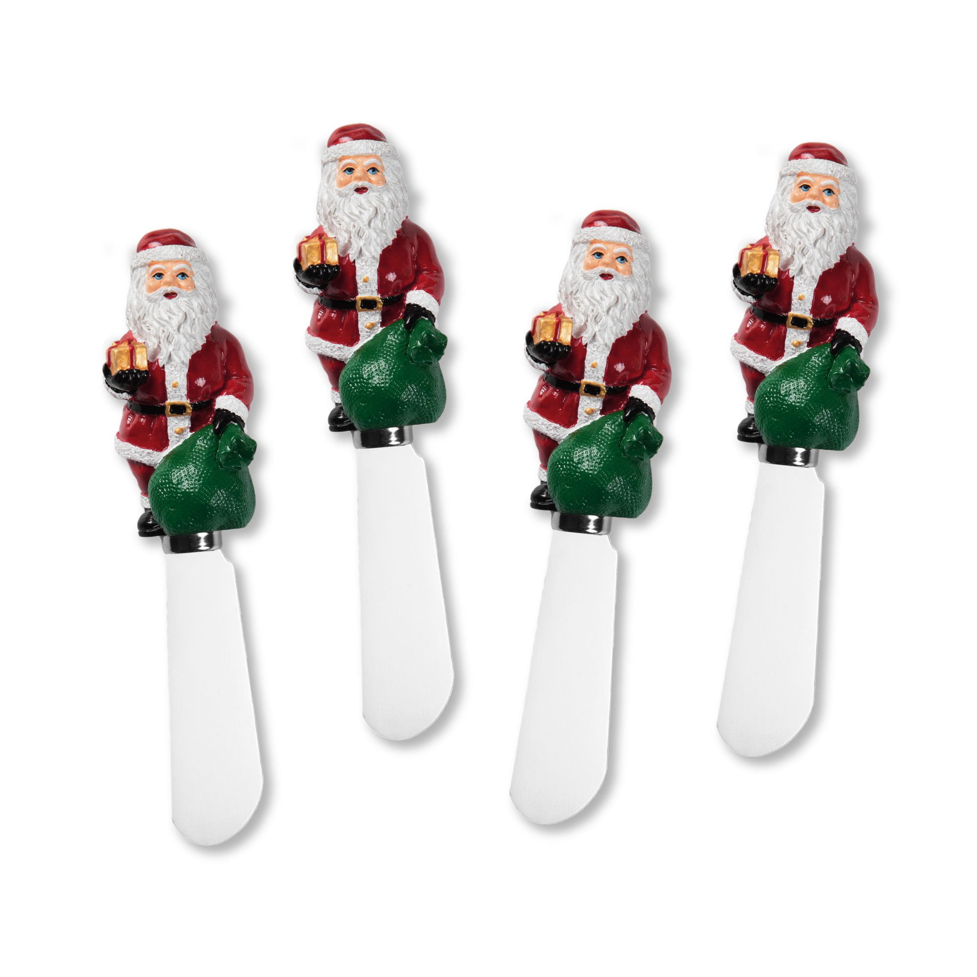 Xmas Party Mr Christmas and Everyday Use for Cheese Lover Spreader 4-Piece Holy Hand Painted Resin Handle with Stainless Steel Blade Cheese Spreader 