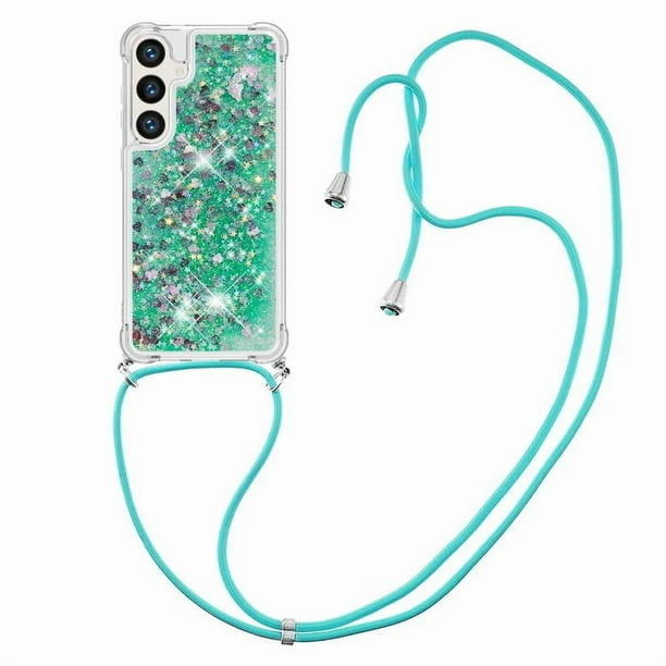 Funda FOXDOCK para Samsung Galaxy S25 con Cuerda Ajustable, Brillo Líquido, Protección Antigolpes y Lente – Ideal para Regalo