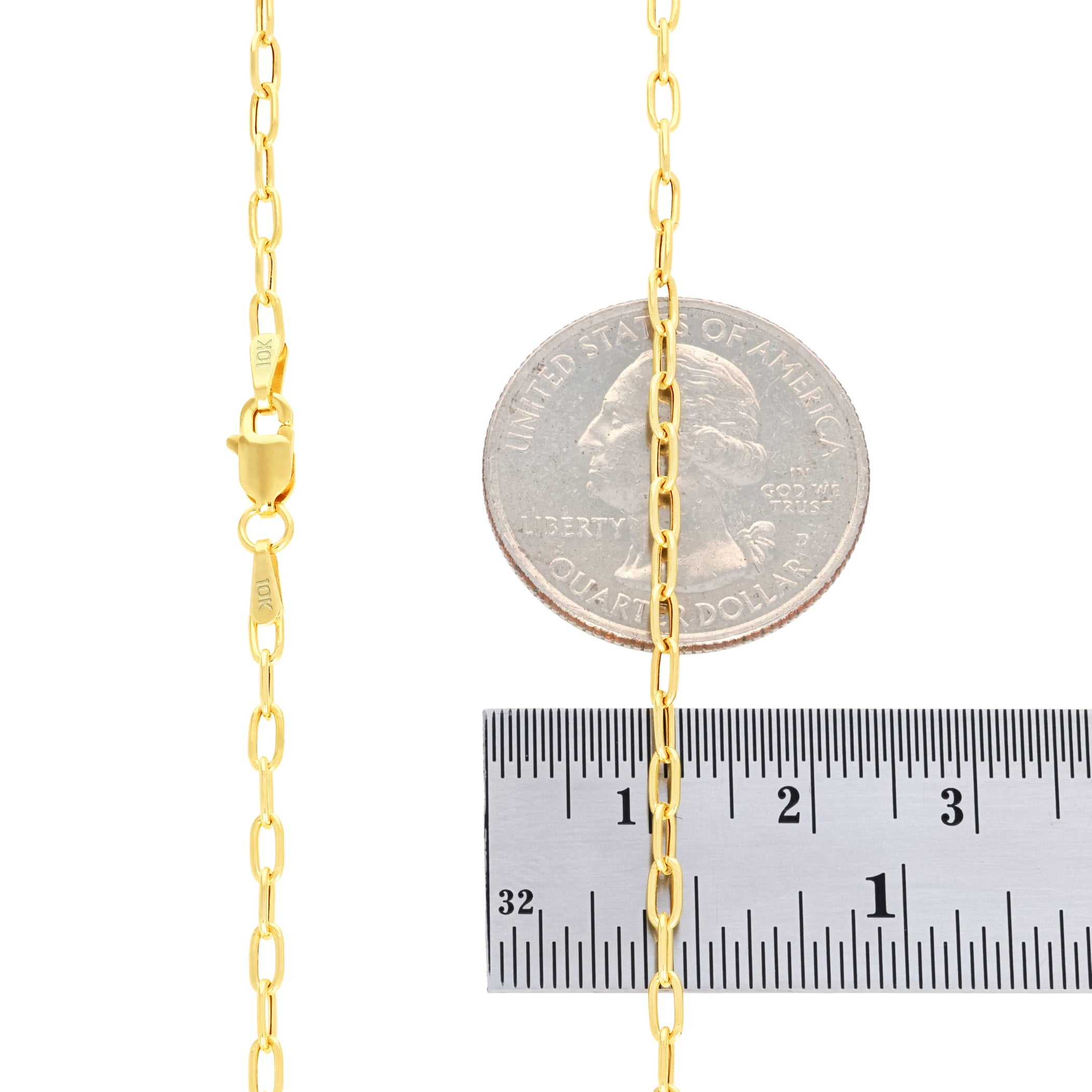 Nuragold 10k Real Yellow Gold Paperclip 2mm Elongated Cable Link Bracelet (7"-8") Dainty Italian Jewelry for Men & Women