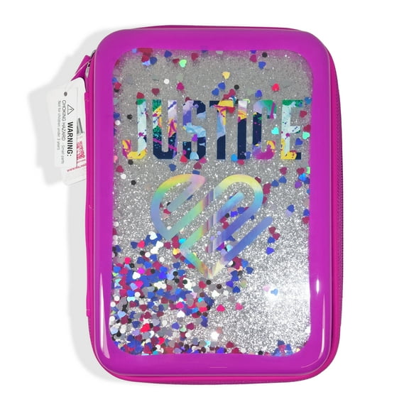 Justice J Sport Pencil Case with Silver Glitter and Confetti Accents