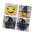 thumbnail image 3 of Fundas de almohada de Halloween Patrón de calabaza Cierre con cremallera Material de lino Lavado con agua fría Funda de almohada para decoraciones 4 Paquete combinado 01, 3 of 5