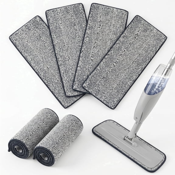 BIMZUC Reusable Mop Pads, Washable Microfiber Floor Refills, 15" x 4.7", 6 Pack