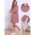 thumbnail image 2 of DARING DIVA Women's Button Down 3/4 Sleeve A-Line Mini Shirt Dress XS Dark Pink, 2 of 6