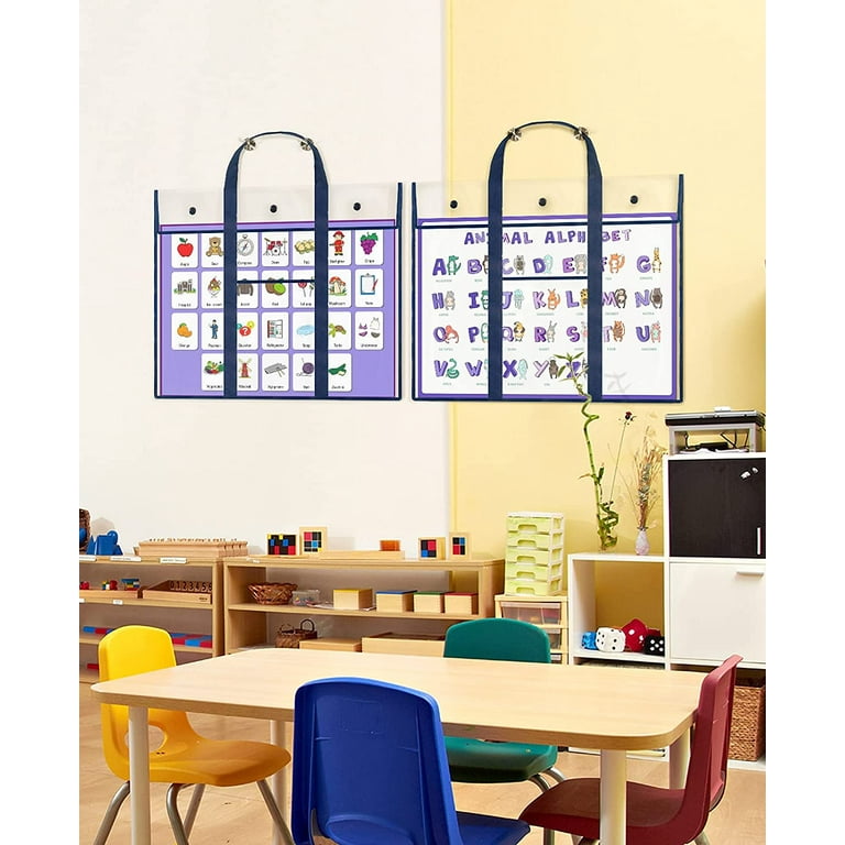 GAMENOTE 2 Pack Large Poster Storage Bag (31.5×25.5) Bulletin Board  Holder Art Portfolio Container for Teachers Classroom Organization
