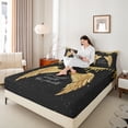 thumbnail image 4 of Homewish Angel Wings 4pcs Bed Sheets for Kids Teens Girls,Bling Golden Glitter King Sheets,Graffiti Splash Super Cozy Sheet Set,Uper Cozy Room Decor, 4 of 7