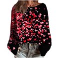 thumbnail image 5 of Craaazy Women's Long Sleeve Valentines Shirts Love Heart Crewneck Casual Loose Tops Gifts, 5 of 5
