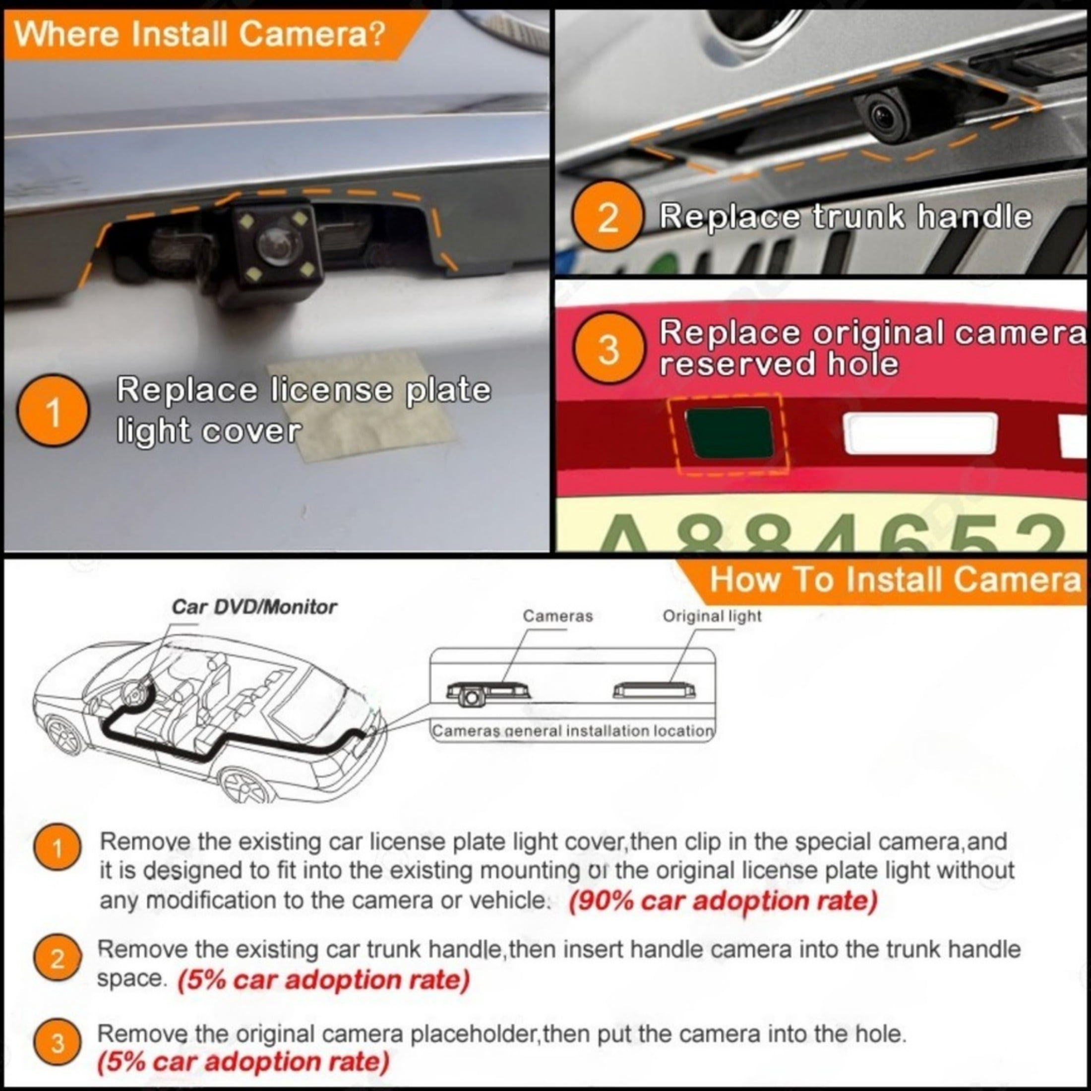 CL-Suitable for Mazda 6/CX-5/CX-7 reversing camera AHD night vision rearview car image LED light