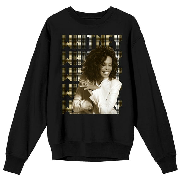 Whitney Houston Adult Black Crew Neck Sweatshirt-3XL