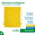thumbnail image 2 of Pack de 10 Morrales | Bolsas Ecológicos de Non Woven con Cordón | Mochila para Gimnasio, Escuela y Viajes | Bolsa Deportiva | Medidas 33 x 41 cm | Ligeros y Resistentes | UNDA, 2 of 6