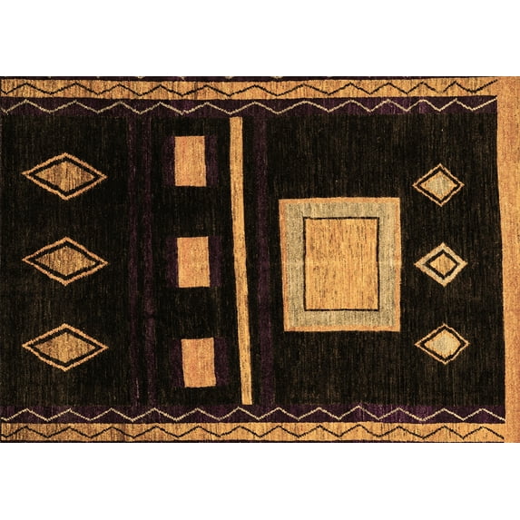 Ahgly Company Indoor Rectangle Oriental Brown Modern Area Rugs, 2' x 5'