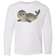 thumbnail image 3 of Inktastic Adorable Seal Illustration Cute Animal Art Long Sleeve Youth T-Shirt, 3 of 5