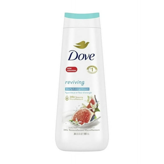 Pack of 2 Dove Reviving Long Lasting Gentle Women's Body Wash, Blue Fig and Orange Blossom, 20 fl oz