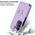 thumbnail image 2 of Wallet Case for Samsung Galaxy Z Fold 5 with Ring Stand, Luxury Soft Rhomboid for Women Men PU Leather Wallet Card Holder Durable Shockproof Protective Cover for Galaxy Z Fold 5, Purple, 2 of 5
