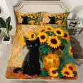 thumbnail image 2 of Manfei Kawaii Pet Kitten Queen Sheet Sets,Rustic Flower Sunflower Flat Sheet,Retro Oil Painting Queen Fitted Sheet For Girls Teens,Luxury Bedroom Decor,4pcs, 2 of 7