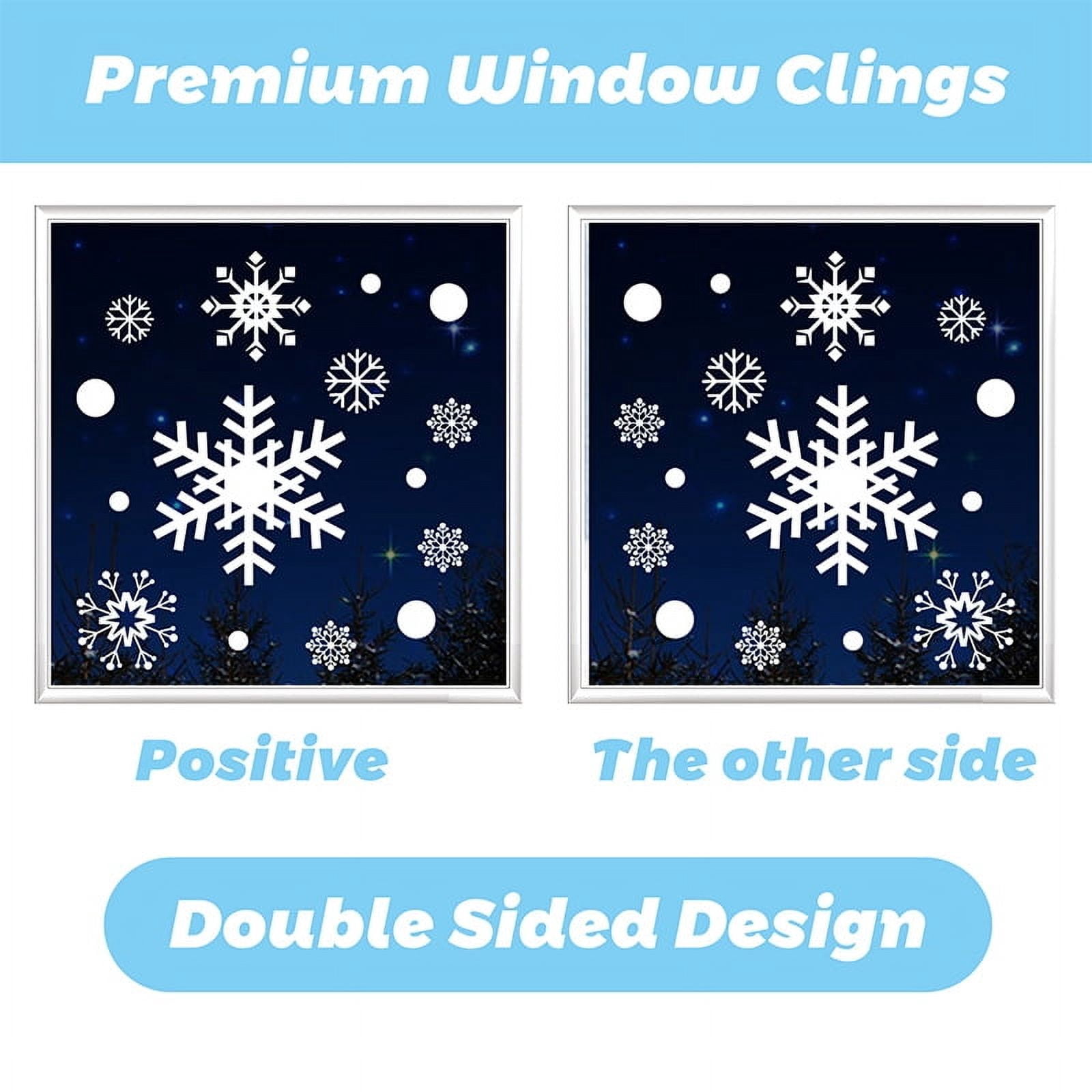 146pcs Christmas Window Clings for Glass Windows, Large Size Christmas Decals Snowflakes Decorations Stickers for Holiday Winter Decorations