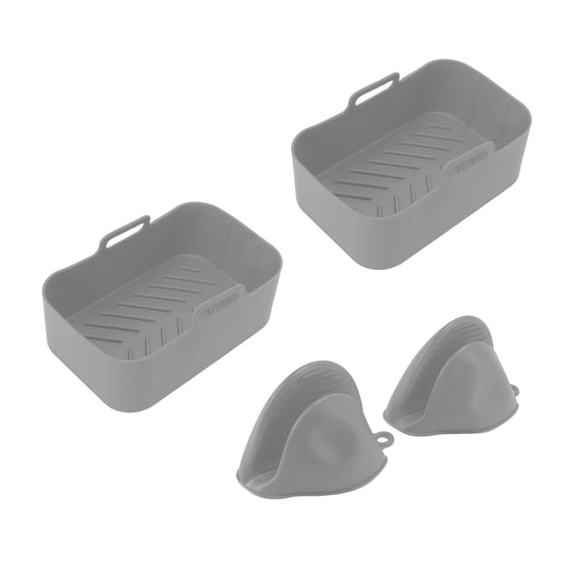 Casserole en Silicone pour Friteuse, Panier Rectangulaire en Silicone pour Friteuse Allant au Lave-Vaisselle 2 Ensembles Résistant à la Chaleur pour Cuisine Noir,Rouge,Bleu,Gris