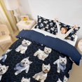 thumbnail image 3 of Homewish Cute Dog Twin Duvet Cover,Navy Black Leopard Print Twin Bedding,Navy Blue Reversible,2pcs,1 Duvet Cover and 1 Pillowcase, 3 of 6