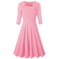thumbnail image 3 of Robes pour Femmes 2024 Été Surdimensionnée Tempérament Manches Trois Quarts Faux Deux Pièces Encolure Patchwork Grande Jupe Robe en Dentelle Rabais de 50 % Liquidation!, 3 of 5
