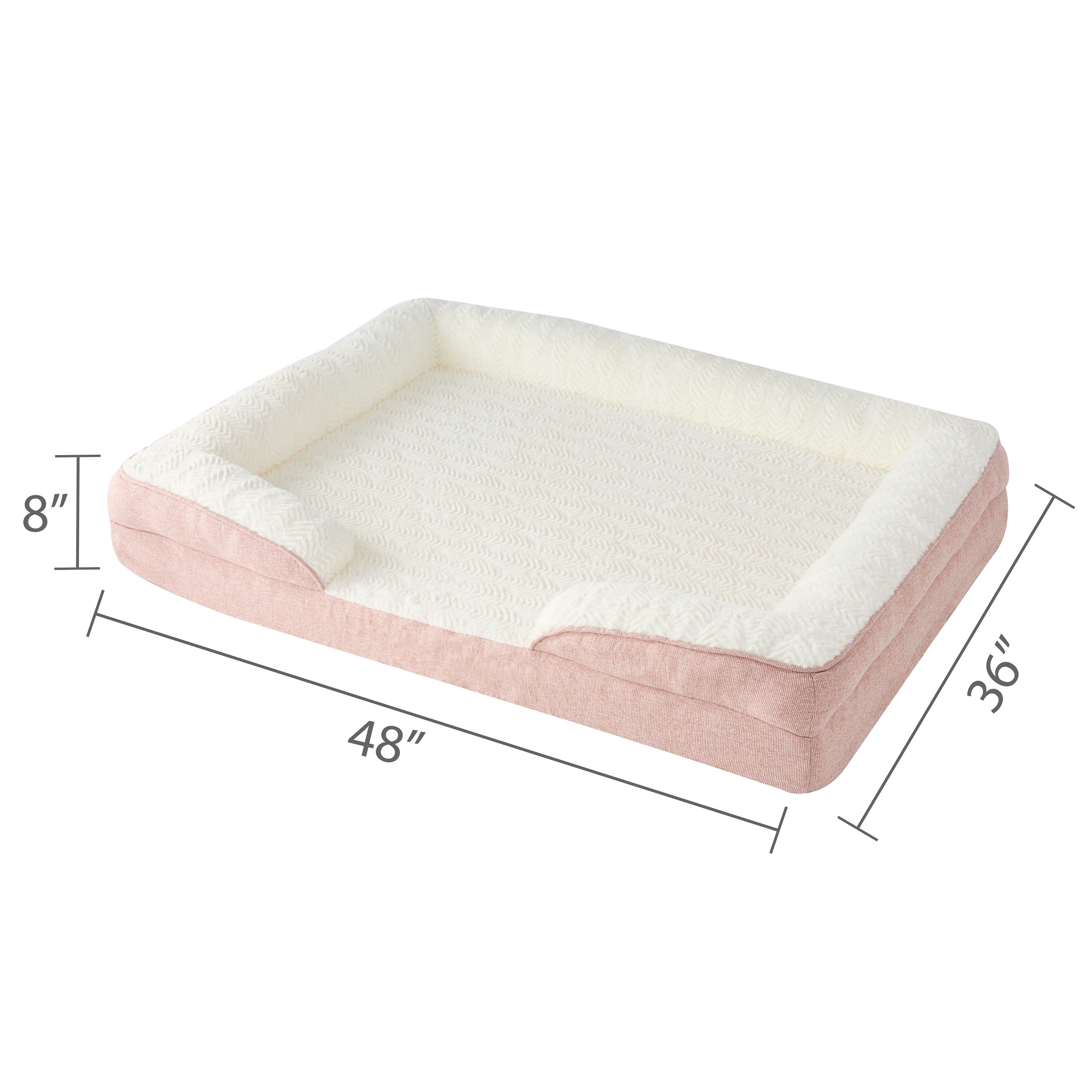 Vibrant Life Extra Large Orthopedic Bolster Dog Bed, Pink, 35" x 48"