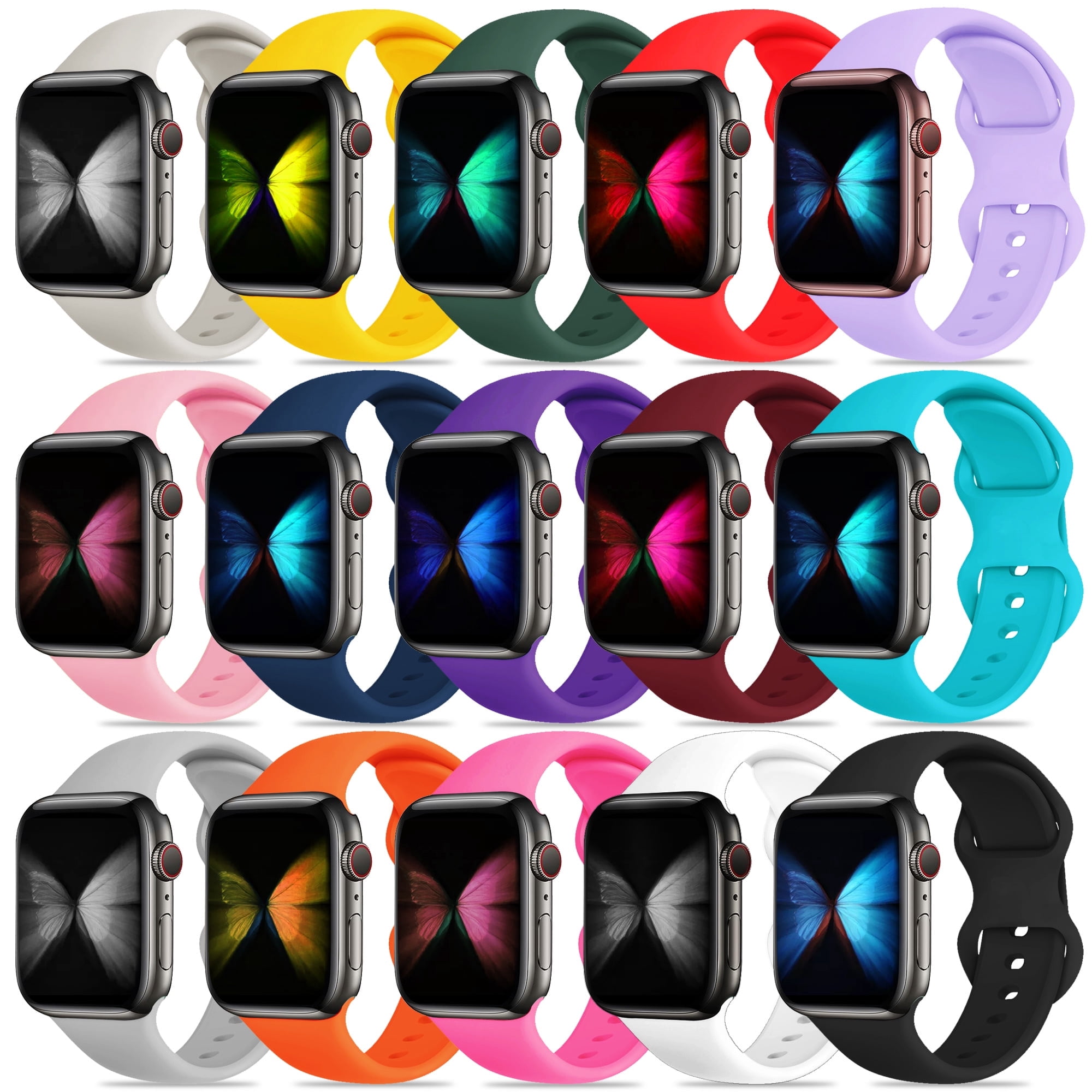 15 Pack Bands Compatible with Apple Watch Band 49mm 46mm 45mm 44mm 42mm(Series 3/2/1) for Women Men, Waterproof Soft Silicone Sport Replacement Strap for iWatch Series Ultra 10 9 8 7 6 5 4 3 2 1 SE