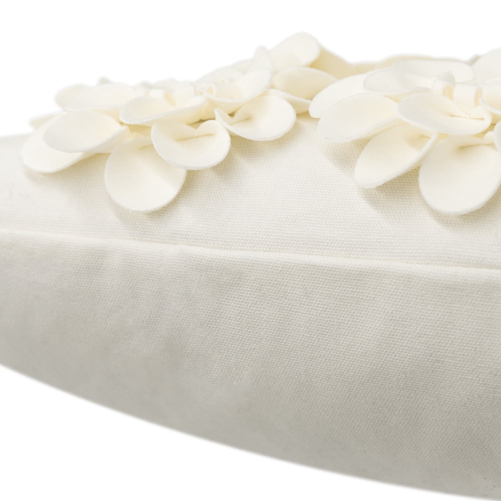 JWH Handmade 3D Flower Throw Pillow Covers Aesthetic Decorative Floral Accent Pillow Cases 18"x18"Cream for Sofa Couch Bedroom Decor