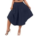 thumbnail image 2 of Stamzod Womens Plus Size Capris Summer Flowy Wide Leg Capri Pants Casual Loose Palazzo Cropped Pants with Pockets Navy XXXXXL, 2 of 8