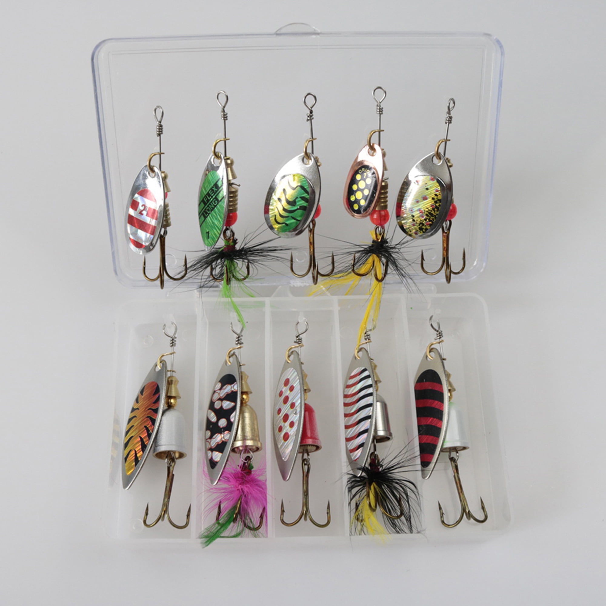  10pcs Fishing Lure Spinnerbait, Bass Trout Salmon Hard Metal  Spinner Baits Kit with 2 Tackle Boxes by Tbuymax : Sports & Outdoors