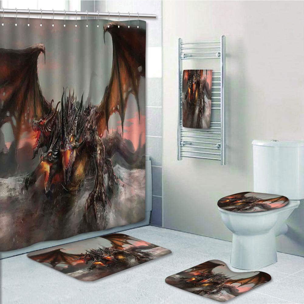 PRTAU Fantasy World of Three Headed Fire Breathing Dragon Large Monster