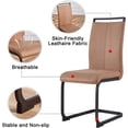 thumbnail image 4 of Sumdeal Brown Tech Cloth Dining Chairs, Set of 2, High Back with Black Metal Legs, 4 of 6