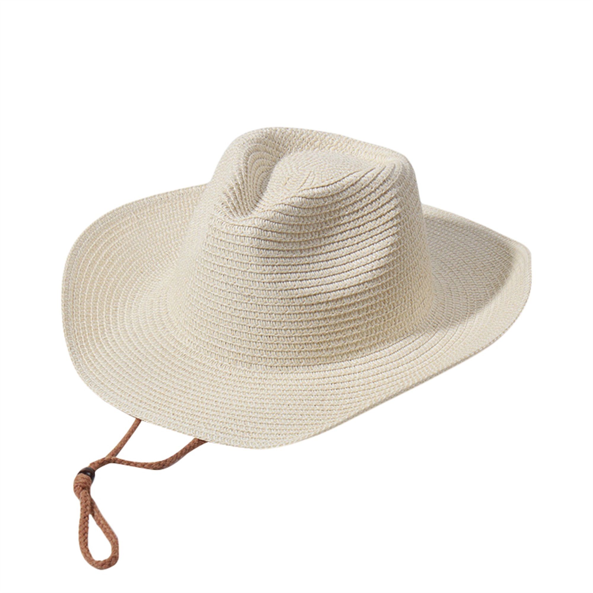 Binpure Men Women Straw Cowboy Hat, Summer Wide Brim Western Sun Hat with Adjustable Drawstring