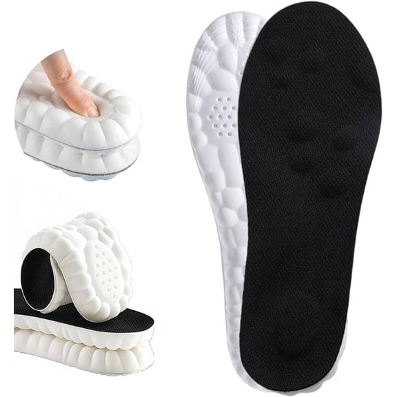 4D Cloud Insoles for Men Women, Memory Foam Massage Inserts for Foot Pain Relief, Breathable Enhanced Arch Support & Cushioned Comfort, Fits All Shoe Types