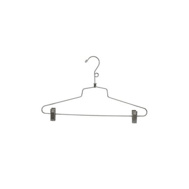NAHANCO 12" Metal Skirt & Pant Hangers — Chrome-Plated, Swivel Hook & Adjustable Clips, Pack Of 25
