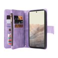 thumbnail image 2 of SaniMore Case for Google Pixel 8 6.3" 2023, PU Leather Zipper Wallet Cover [RFID Blocking] Card Slot Magnetic Clsap Flip Folio Wrist/Crossbody Strap Kickstand Full Protective Cover, Purple, 2 of 13