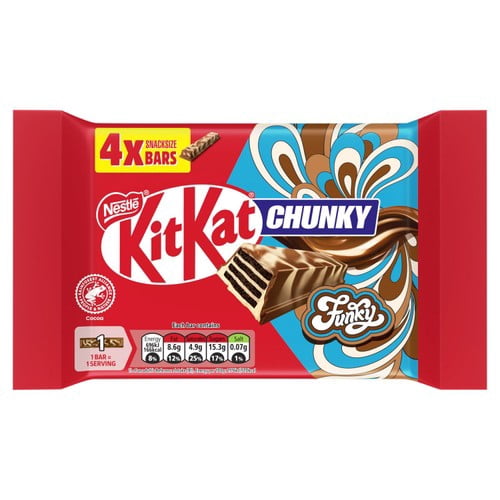 Kit Kat Chunky Funky Chocolate Bar 4 Pack Multipack 4 x 32g, British Import (Pack of 3)